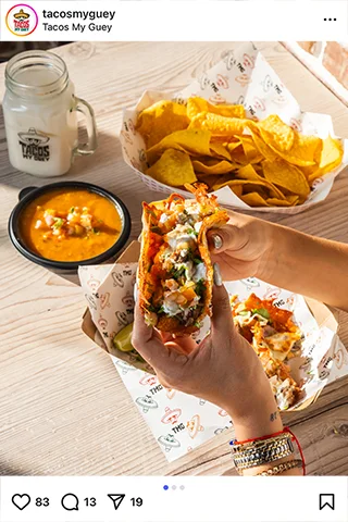 Instagram post showing Taco My Güey food